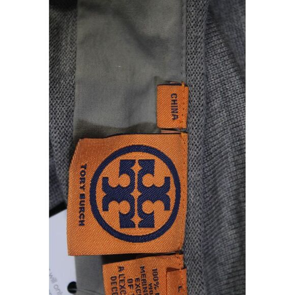 Tory Burch Womens Merino Wool Studded Long Sleeve Tunic Knit Top Gray Size L - Picture 4 of 6